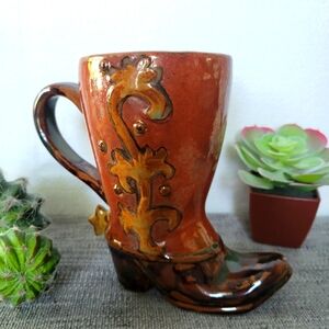 Rustic Boot-Shaped Ceramic Mug